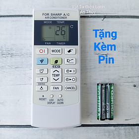 Điều khiển điều hòa SHARP CLEAN nút nguồn đỏ ION xanh nhạt ECO xanh đọt chuối - Tặng kèm pin hàng hãng