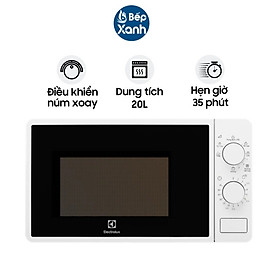 Lò Vi Sóng Có Nướng Electrolux EMG20K38GWP 20 lít - 5 Chế Độ Cài Đặt - Hàng Chính Hãng