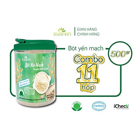 Combo 11 Hộp Bột Yến Mạch Nguyên Chất 100% Xuân An ko đường Hộp 500G Tặng