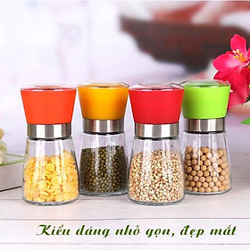 Dụng cụ xay tiêu thủy tinh, cối xay hạt tiêu mini, lọ xay tiêu tiện lợi