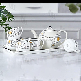 Mua Bộ ấm trà sứ 6 chén kèm khay họa tiết độc lạ mẫu mới - VS272