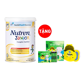 Thực phẩm dinh dưỡng Nutren Junior Thụy Sĩ hỗ trợ tăng cân tiêu hóa tốt cho trẻ từ 1 đến 10 tuổi 400g - Tặng Túi Bộ tập chì màu