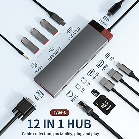 Mua Bộ HUB TEEMO PC Gentlemen Chia 12 Cổng USB Type C To HDMI PD Dùng Cho Laptop Surface Macbook IPad Điện Thoại - Hàng Chính Hãng