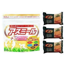 Sữa Phát triển chiều cao Asumiru Nhật Bản 180g - Vị Đào ( cho bé 3-16 tuổi ) – Tặng 03 bánh cracker tảo biển