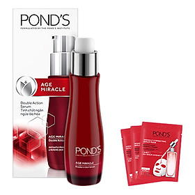 Combo Serum Ngăn Ngừa Lão Hóa Pond's Age Miracle Double Action (30ml) + 3 Mặt Nạ Pond's Ngăn Ngừa Lão Hóa (21ml/Miếng)