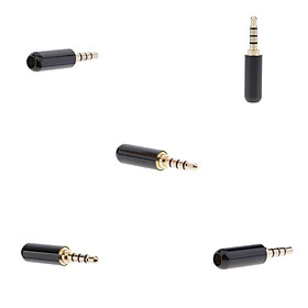 5Pcs 4 Pole 3.5mm Male Repair headphone Jack Plug  Connector Black