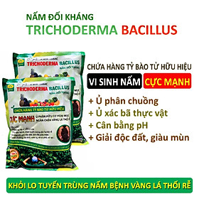 Mua Combo 2 gói Chế phẩm vi sinh Trichoderma TRIBAC 1kg. Ủ phân rác bã hữu cơ hoai mục không mùi hôi. Đối kháng nấm hại  khống chế thối rễ. HSD: 2 năm