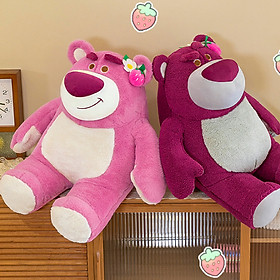 Thú nhồi bông gấu dâu ngồi màu hồng đơn giản - Size từ 40cm đến 90cm - Quà tặng Lotso dâu cute có mùi thơm chất liệu lông xù