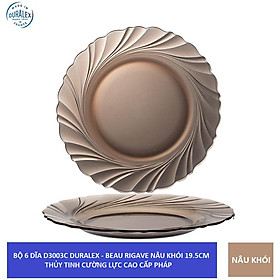 {Hàng chính hãng} Bộ 6 dĩa Duralex - Beau Rigave 19,5 cm Thủy tinh cường lực cao cấp Pháp