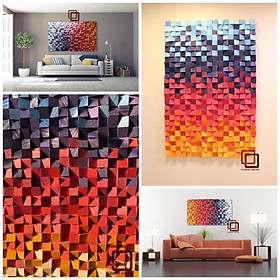 Mua Tranh gỗ trang trí 3D SẮC MÀU NỔI BẬT (Wood mosaic) - (KÍCH THƯỚC 60x80cm)