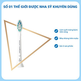 Đầu Bàn Chải Điện C2 Philips Sonicare  HX902228 Làm Sạch Mảng Bám, Sạch Sâu - Bộ 2 Cái - Trắng - Hàng Chính Hãng