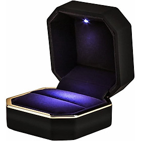 Hộp nhẫn sang trọng, hộp đựng đồ trang sức cho chiếc nhẫn cưới hình vuông với đèn LED