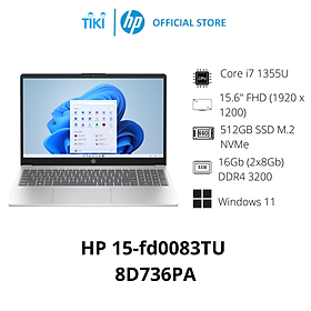 Mua Laptop HP 15 fd0083TU 8D736PA (Core i7 1355U/ 16GB/ 512GB SSD/ Intel Iris Xe Graphics/ 15.6inch Full HD/ Windows 11 Home/ Bạc/ Vỏ nhựa) - Hàng Chính Hãng