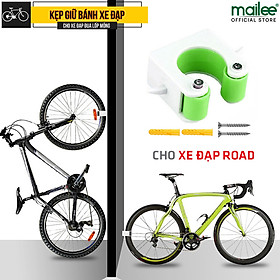 Kẹp Giữ Bánh Xe Đạp Treo Xe Lên Tường Tiện Lợi Giữ Dọc Xe Đạp Đua và Xe Đạp MTB Giúp Sắp Xếp Xe Gọn Gàng MaiLee - cho Lốp xe đua/ Road/ xe đường trường - Xanh Lá
