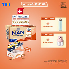 [Tặng Đồ chơi toán học] Thùng 24 hộp sữa pha sẵn Nestle NAN INFINIPRO GROW kết hợp sữa A2 và HMO hỗ trợ tiêu hóa, đề kháng và phát triển thể chất (4x180ml)