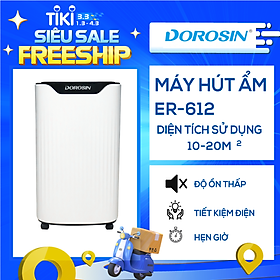 Máy hút ẩm gia dụng chính hãng Dorosin 612 hàng chính hãng (10-40m2)/Công suất hút ẩm 12 lít /ngày - Cảm biến điện tử thông minh - Độ ồn thấp