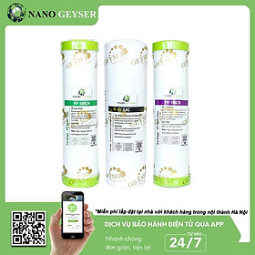 Bộ 3 lõi lọc nước 123 dùng cho các dòng máy RO, Lõi PP 5 Micron, GAC, PP 1 Micron - Hàng Chính Hãng