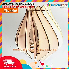 Đèn gỗ nụ hoa Đèn gỗ thả trần gia công trang trí nhà và decor quán cafe bền đẹp, độc, lạ hiện đại TRENDDECOR