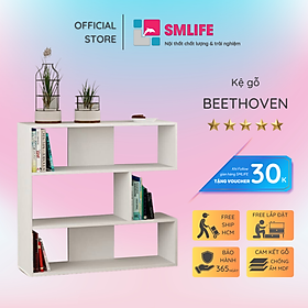 Kệ sách gỗ hiện đại SMLIFE Beethoven  | Gỗ MDF dày 17mm chống ẩm | D90xR28xC85cm - Màu