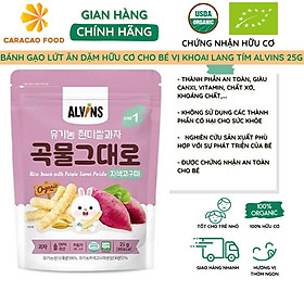 [Date 17.9.2024] Bánh gạo lứt ăn dặm hữu cơ cho bé vị khoai lang tím Alvins 25g, Bánh ăn dặm cho bé