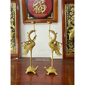 Đôi Hạc thờ bằng đồng vàng cao 60cn