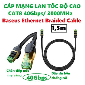 Cáp mạng LAN CAT8 dây dù bện kết nối internet tốc độ cao 40Gbps 2000Hz Baseus Ethernet Braided Cable _ hàng chính hãng