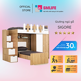 Giường gỗ 2 tầng cho bé thiết kế linh hoạt SMLIFE Sigore