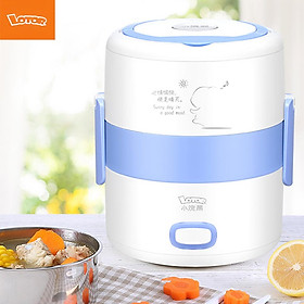 LOTOR Electric Lunch Box 2-Layer 1.6L Food Heater with Stainless Steel Pot Portable Mini Rice Cooker Steamer