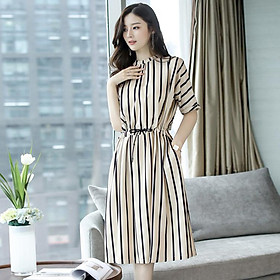 Đầm Sọc Tay Lỡ Thắt Eo