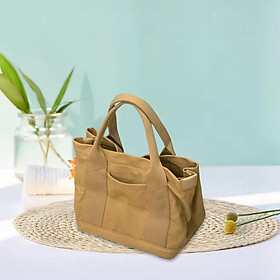 Women Canvas Handbag Casual Tote Bag Shopping Bag Sturdy Heavy Duty Multi Pockets