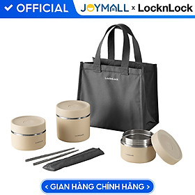 Bộ hộp cơm giữ nhiệt LocknLock Lunch Box LHC8052S02, Hàng chính hãng, 3 hộp giữ nhiệt, kèm túi và bộ muỗng đũa