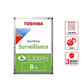 Ổ Cứng HDD Camera Toshiba 8TB AV Hãng 3.5 inch, S300 7200RPM, SATA, 256MB Cache - Hàng Chính Hãng