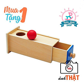 Giáo cụ Montessori 0-3 - Hộp thả bóng gỗ dài có ngăn kéo BẢN CAO CẤP cho bé 10-12 tháng tuổi phát triển trí tuệ
