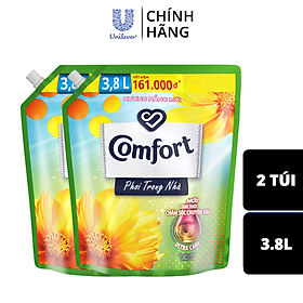 Combo 2 túi Nước xả làm mềm vải Comfort chăm sóc chuyên sâu phơi trong nhà Hương nắng mới - 3.8L