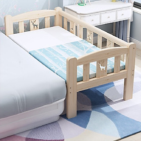 Giường ngủ cho bé chất liệu gỗ thông size 1m28 quây 3 mặt ghép cạnh giường ba mẹ tặng kèm hộp bút màu nước.