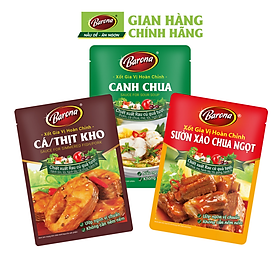 Combo Xốt gia vị hoàn chỉnh Barona: 1 gói Cá/ thịt kho (80gr) + 1 gói Sườn xào chua ngọt (80gr) + 1 gói Canh chua (80gr)