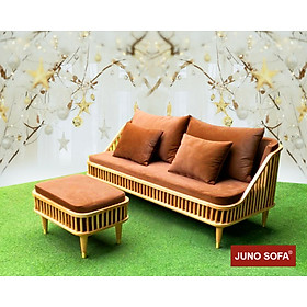 Băng ghế gỗ nệm và đôn Juno Sofa băng 1m8