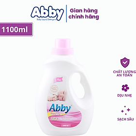 Nước giặt xả mẹ và bé 1100 ml ABBY màu Hồng an toàn, làm mềm vải, hương thơm dịu nhẹ, sạch vết bẩn trẻ em