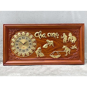 Mua Tranh gỗ đồng hồ cha mẹ 81x41x3