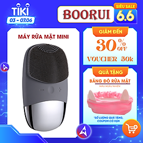 Máy rửa mặt sóng âm cầm tay 3 trong 1 BOORUI 03 : Rung 5 cấp độ hỗ trợ massage, đẩy tinh chất, làm sạch sâu và trẻ hóa làn da - Chất liệu silicone an toàn, kháng nước IPX7