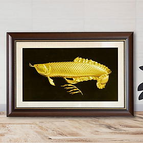 Tranh Cá Rồng 3D phong thuỷ mạ vàng size lớn