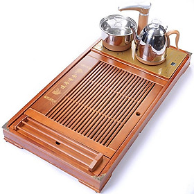 Mua Bàn trà điện thông minh giá rẻ có đủ khay bàn  bếp pha trà  ấm chén màu nâu đất - Mã V2501【Mới về
