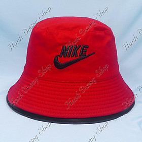 Mũ bucket nón bucket nón tai bèo NK nam nữ 2 mặt vải kaki Unisex - Đỏ & đen