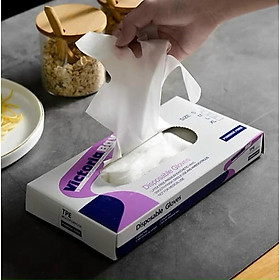 Mua Hộp 100 găng tay cao su TPE Victoria Bay  bao tay siêu dai dùng 1 lần làm bếp nấu ăn vệ sinh