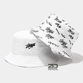 Nón vành tròn, Mũ bucket nam nữ tai bèo Hàn Quốc 2 mặt họa tiết chữ ký vải cotton cao cấp
