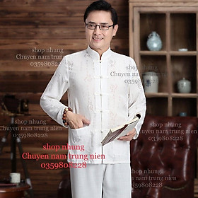 Bộ quần áo đại gia dài tay, ngăn tay tập dưỡng sinh cho người cao tuổi