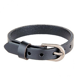 2xChic Cow Leather Wristband Cuff Bracelet Bangle Charm Women Jewelry Black