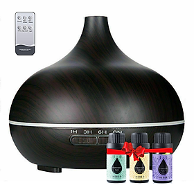 Máy Khuếch Tán Tinh Dầu 500ml Tặng 3 Chai Sả Chanh + Bạc Hà + Oải Hương 10ml Nhập Khẩu Ấn Độ | Xông Phòng 30m2 | Kèm Remote Điều Khiển | MKT19