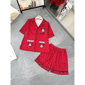 Bộ Đồ Ngủ Lụa Latin TNQN Họa Tiết Mickey Dễ Thương