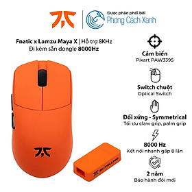 Mua Chuột không dây siêu nhẹ Fnatic x Lamzu Maya X 8K - Đi kèm dongle 8KHz - Hàng Chính Hãng